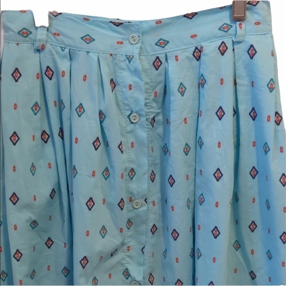 VINTAGE pleated Maxi skirt Aztec print medium - Picture 3 of 6